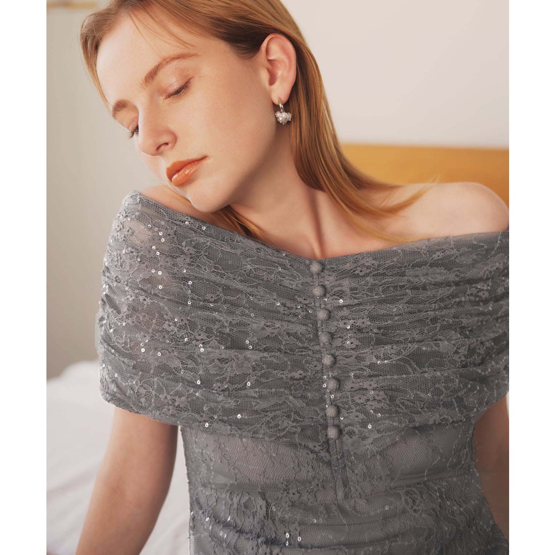 Leja レジャ 2WAYレース花柄オフショルダースパンコールマーメイド