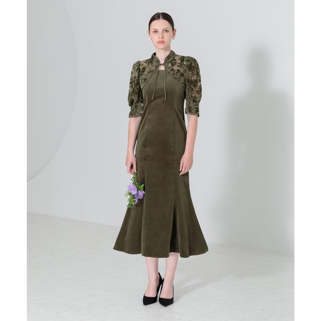 レジャ Leja 花柄ボレロマーメイドワンピースセットアップロング