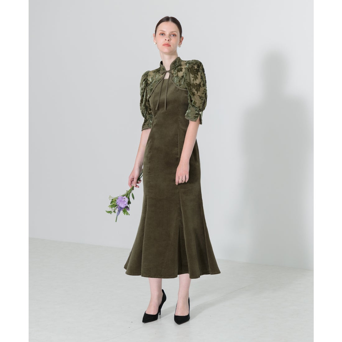 レジャ Leja 花柄ボレロマーメイドワンピースセットアップロング