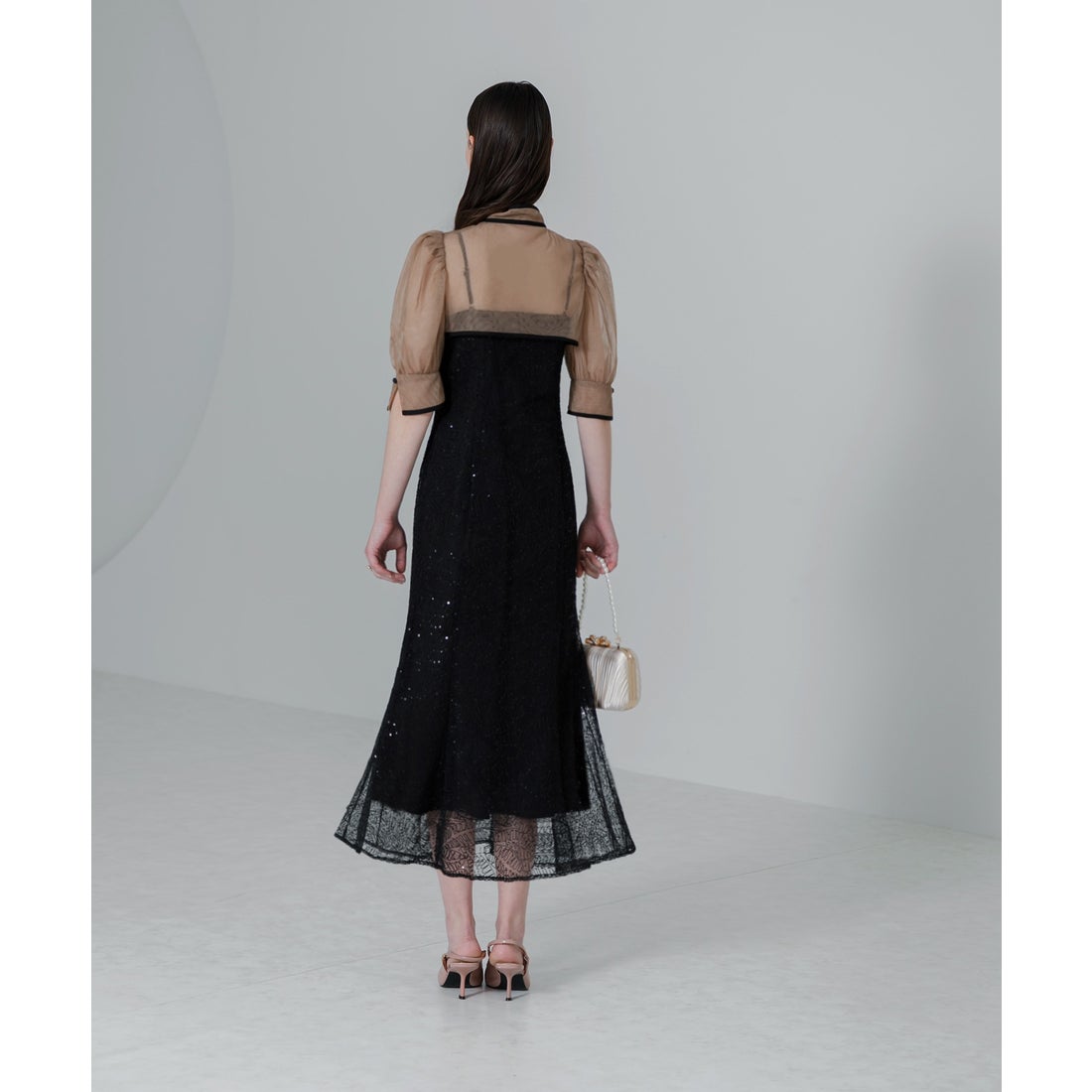 レジャ Leja スパンコール刺繍ボタニカルマーメイドケープボレロ付き