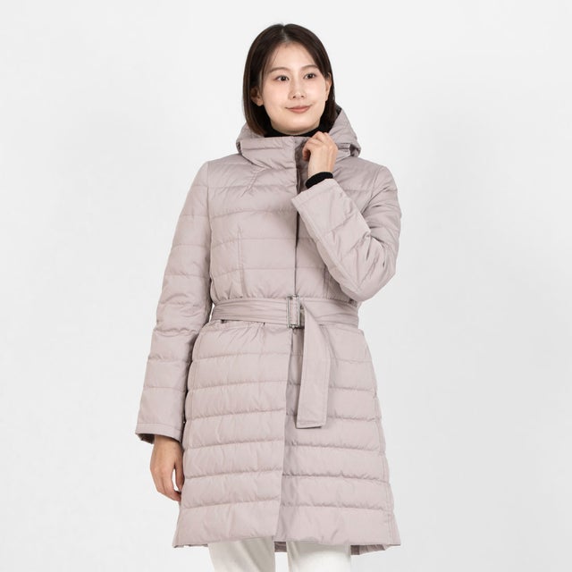 大きいサイズ！ラピーヌ/Le Lapis/シルク生地中綿ダウンロングコート