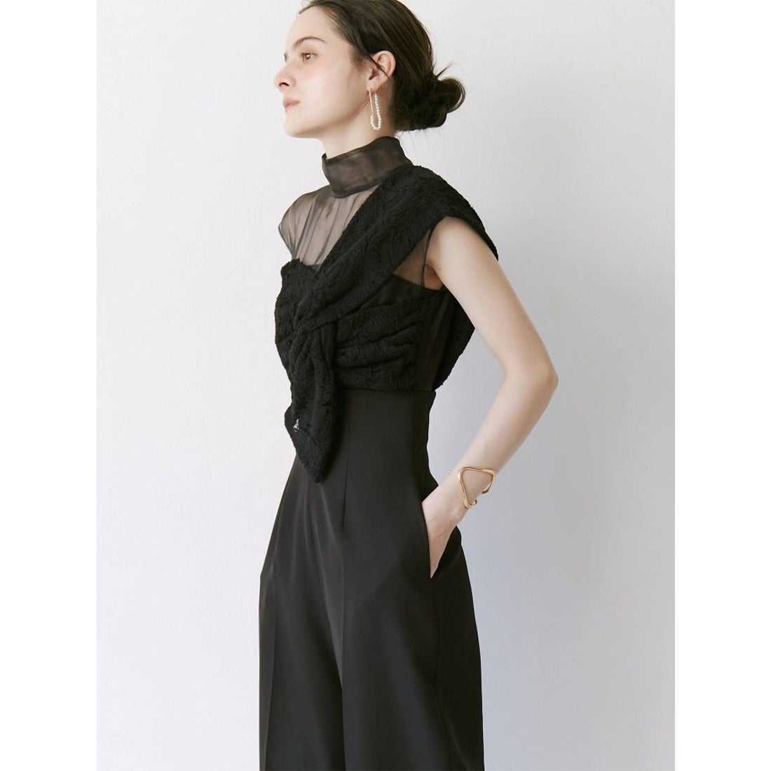 LAGUNAMOON LADYエンブロイダリーツイストパンツドレス（ブラック