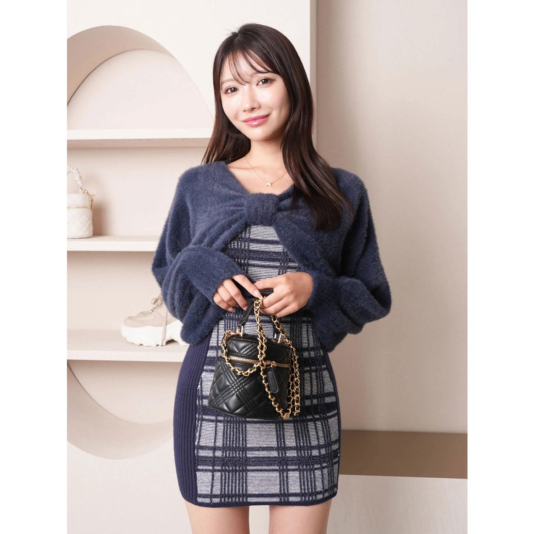 リップサービス LIP SERVICE リボンフェザーアンサンブルニット