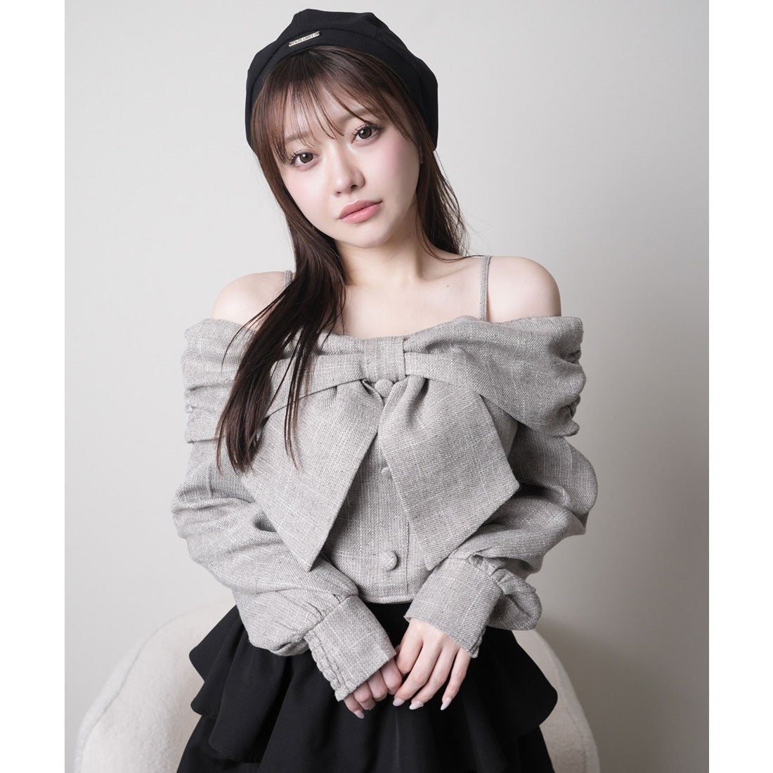 リップサービス LIP SERVICE リボンオフショルロングスリーブトップス