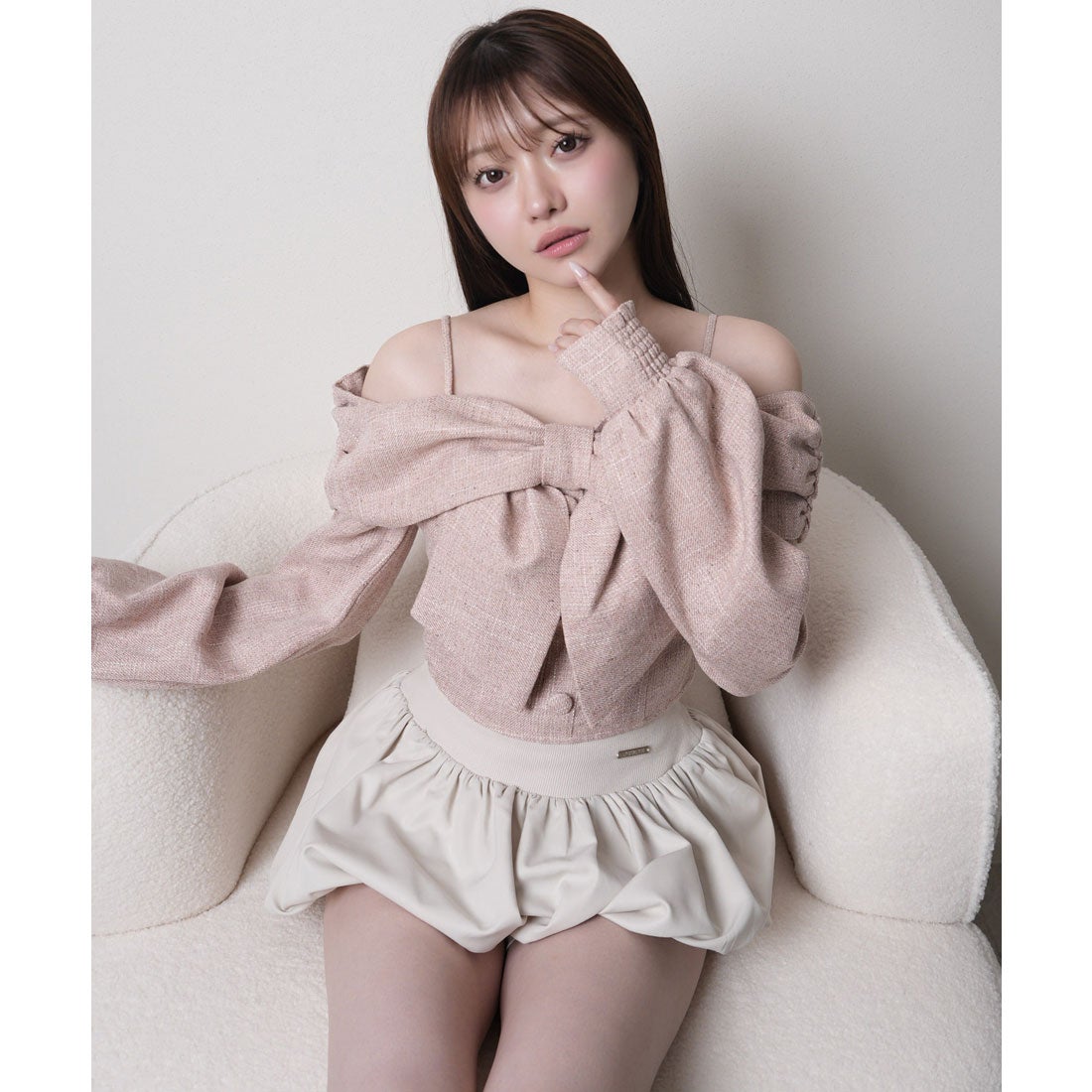 リップサービス LIP SERVICE リボンオフショルロングスリーブトップス