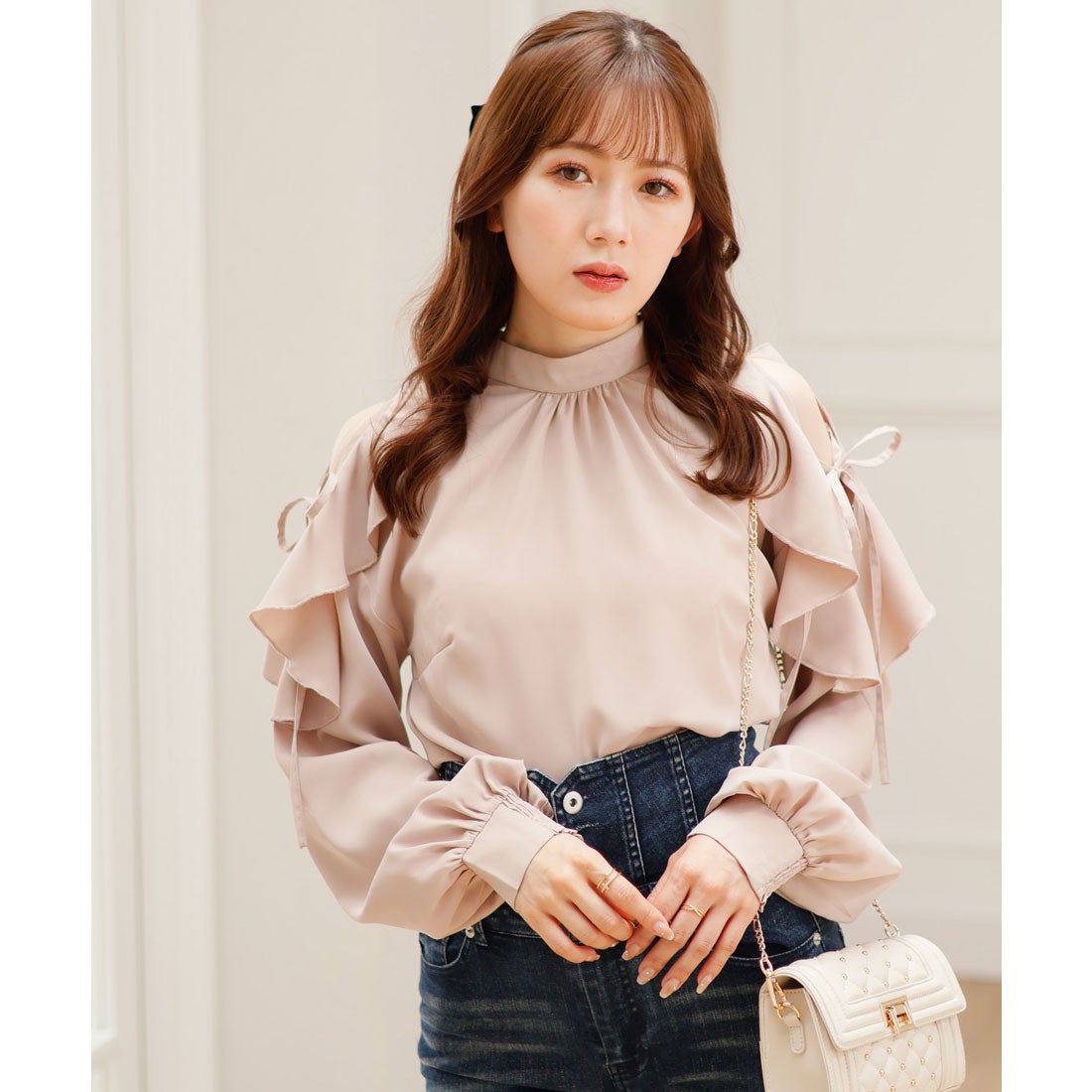 リップサービス LIP SERVICE 2wayリボンオープンショルダーブラウス