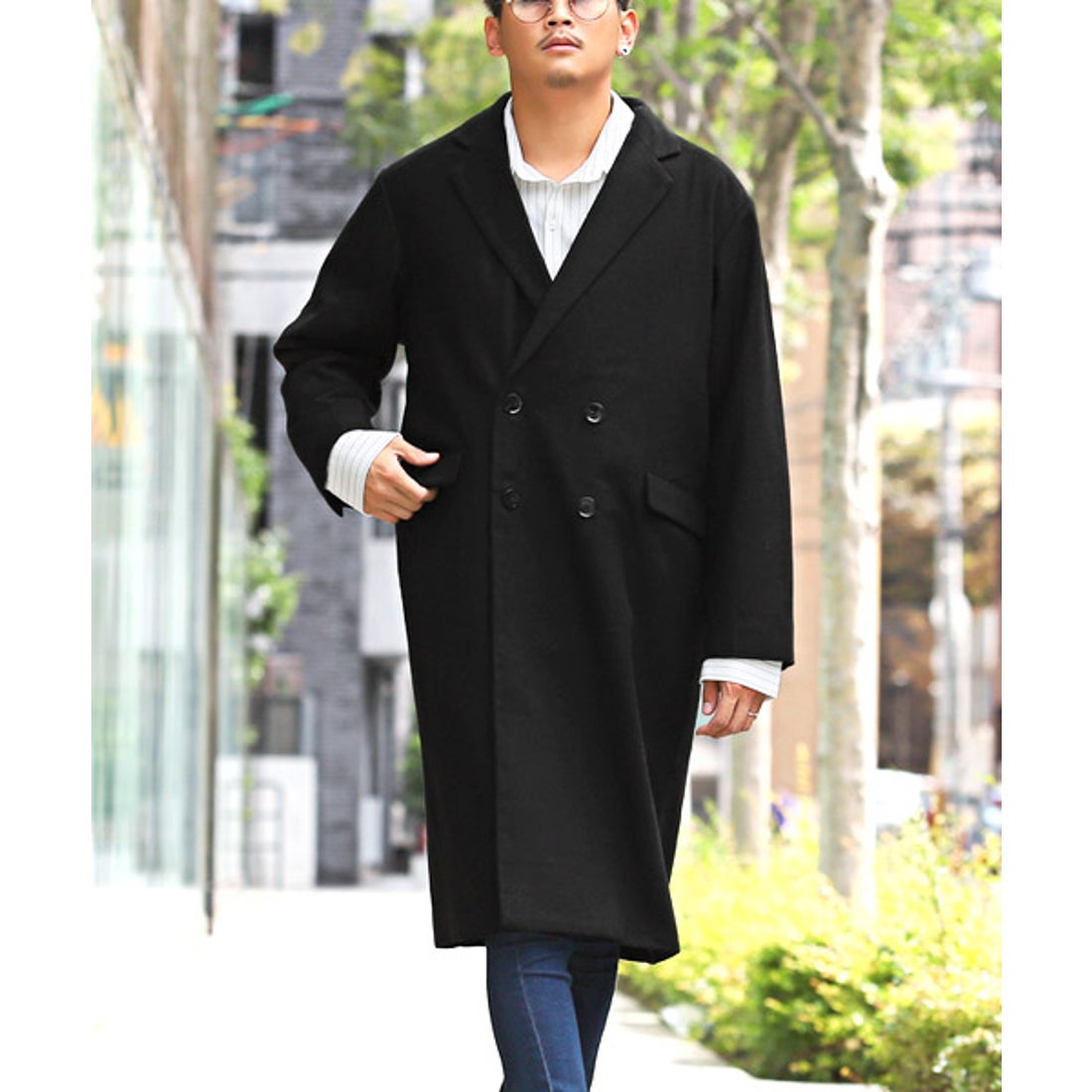 ラグスタイル LUXSTYLE ウールダブルブレストチェスターコート