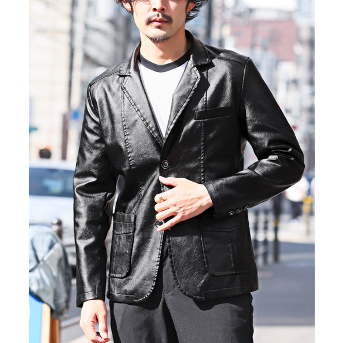 ラグスタイル LUXSTYLE PUレザーテーラードジャケット/テーラード