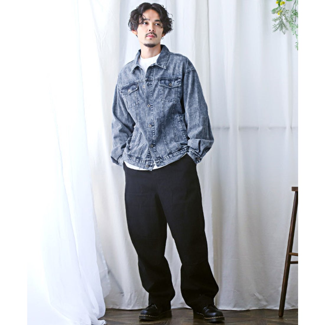 ラグスタイル LUXSTYLE ケミカル加工オーバーサイズデニムジャケット