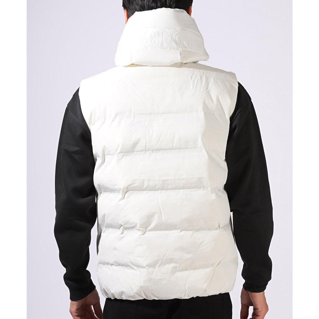 ラグスタイル LUXSTYLE 圧着キルトフードエンボスフェイクダウンベスト