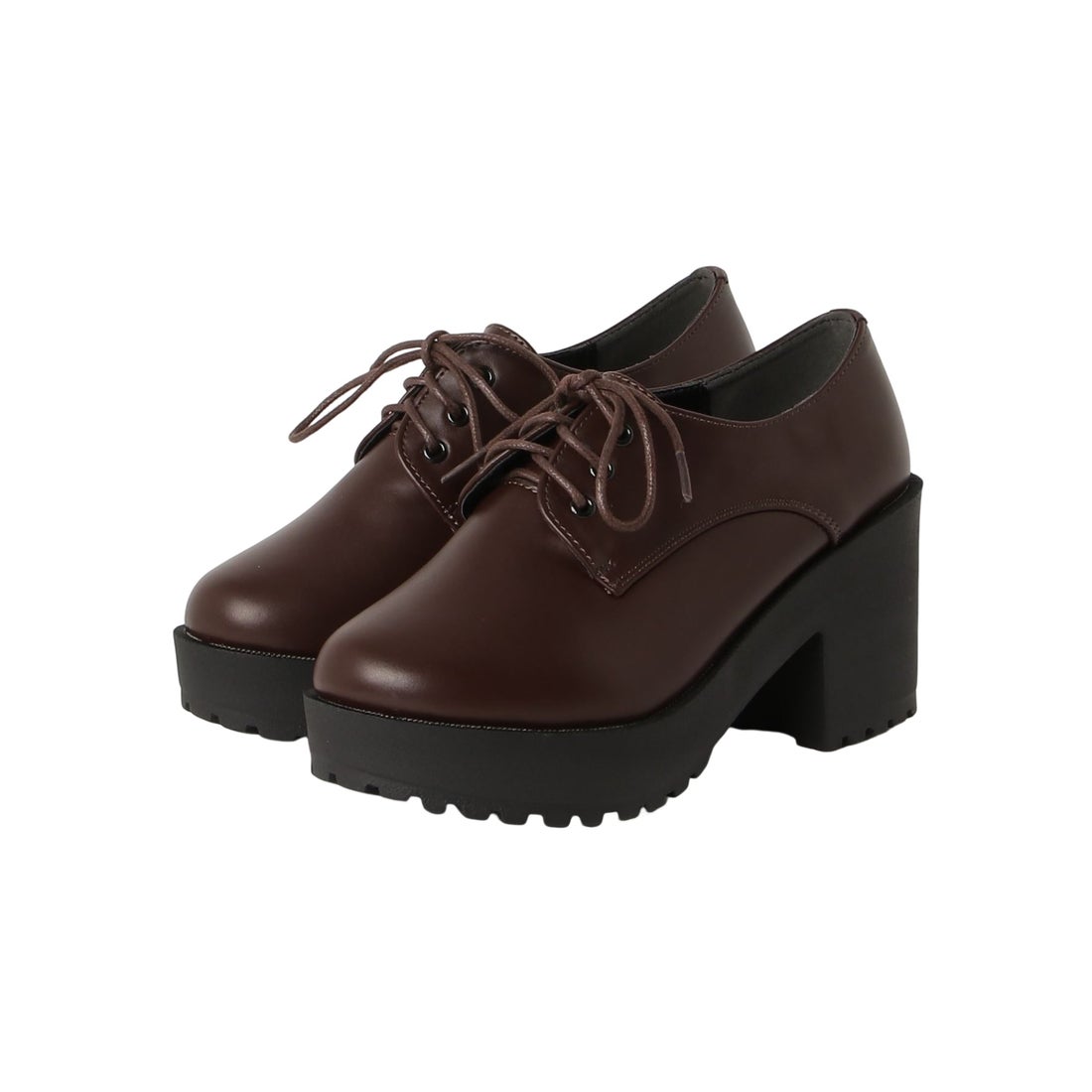 ニ*す様 MANA 厚底レースアップ・シューズ ダークブラウン 37size 新