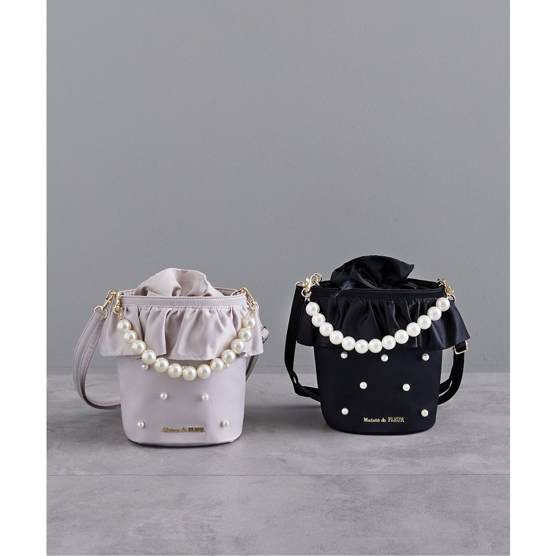 メゾン ド フルール Maison de FLEUR パール2Wayフリル巾着バッグ