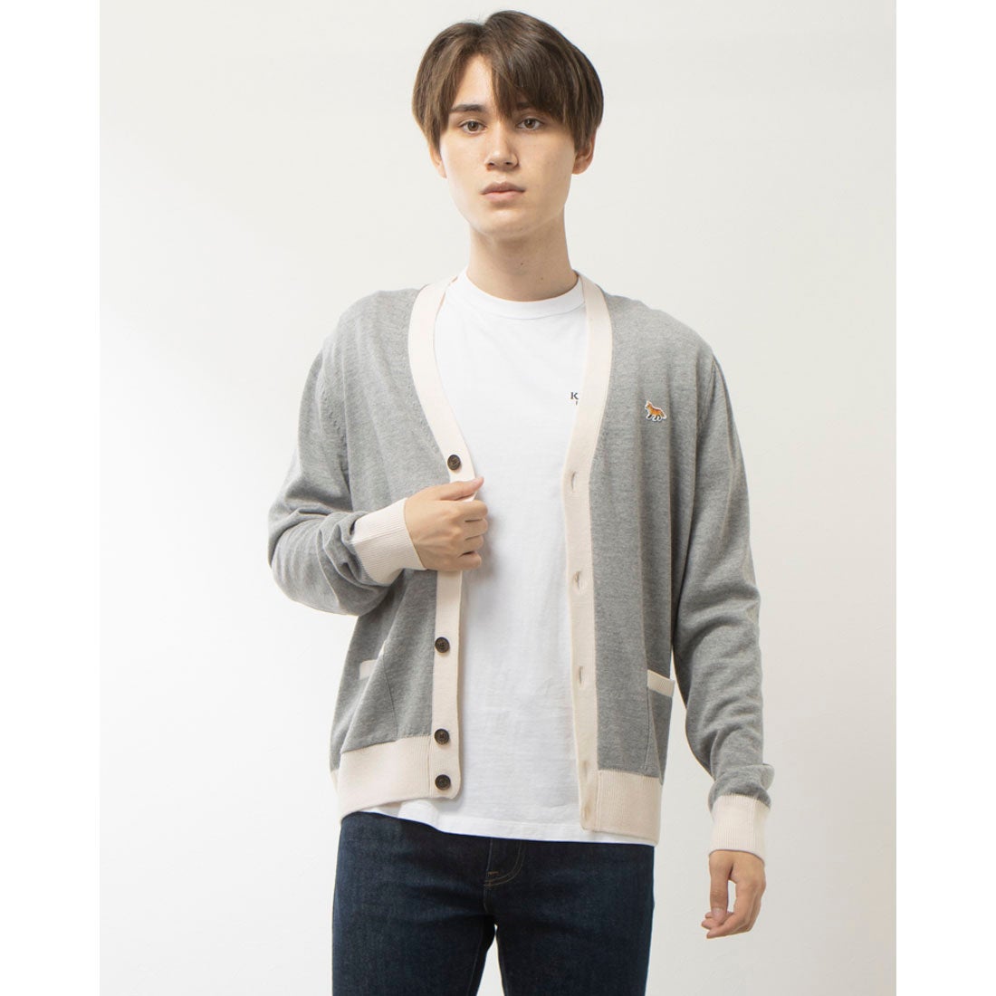 メゾンキツネ MAISON KITSUNE カーディガン（Gray） - ファッション