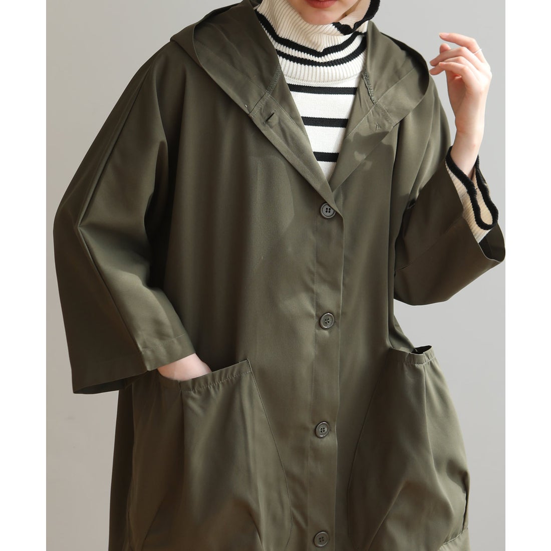 メゾンドラティール maison de LATIR フード付きトレンチコート ビッグ