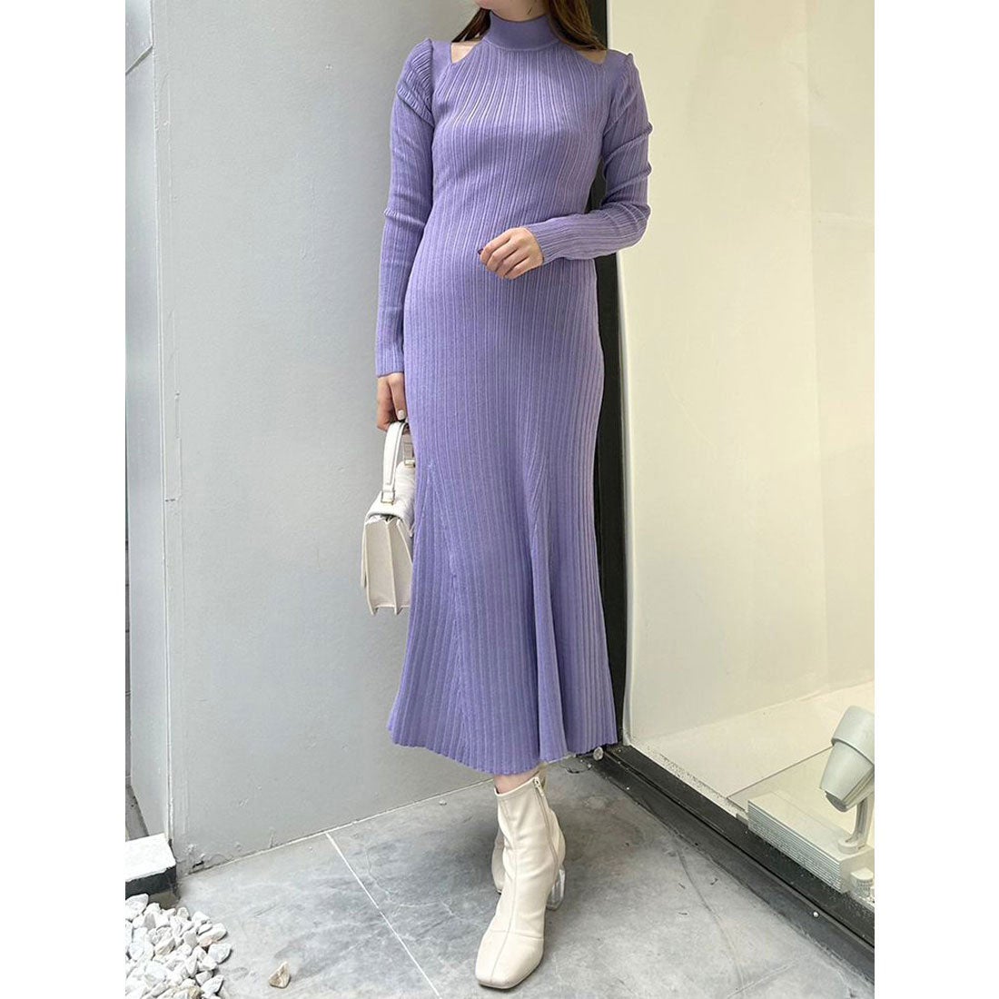 MERCURYDUO 2WAYランダムリブビスチェ風マーメイドニットトワンピース