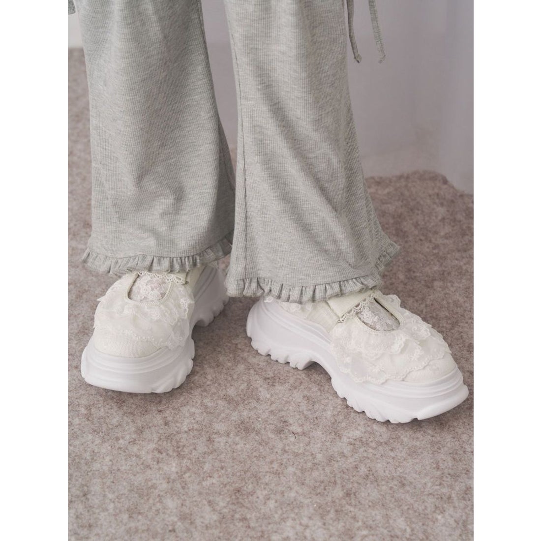 メリージェニー merry jenny frill strap sneakers （ピンク