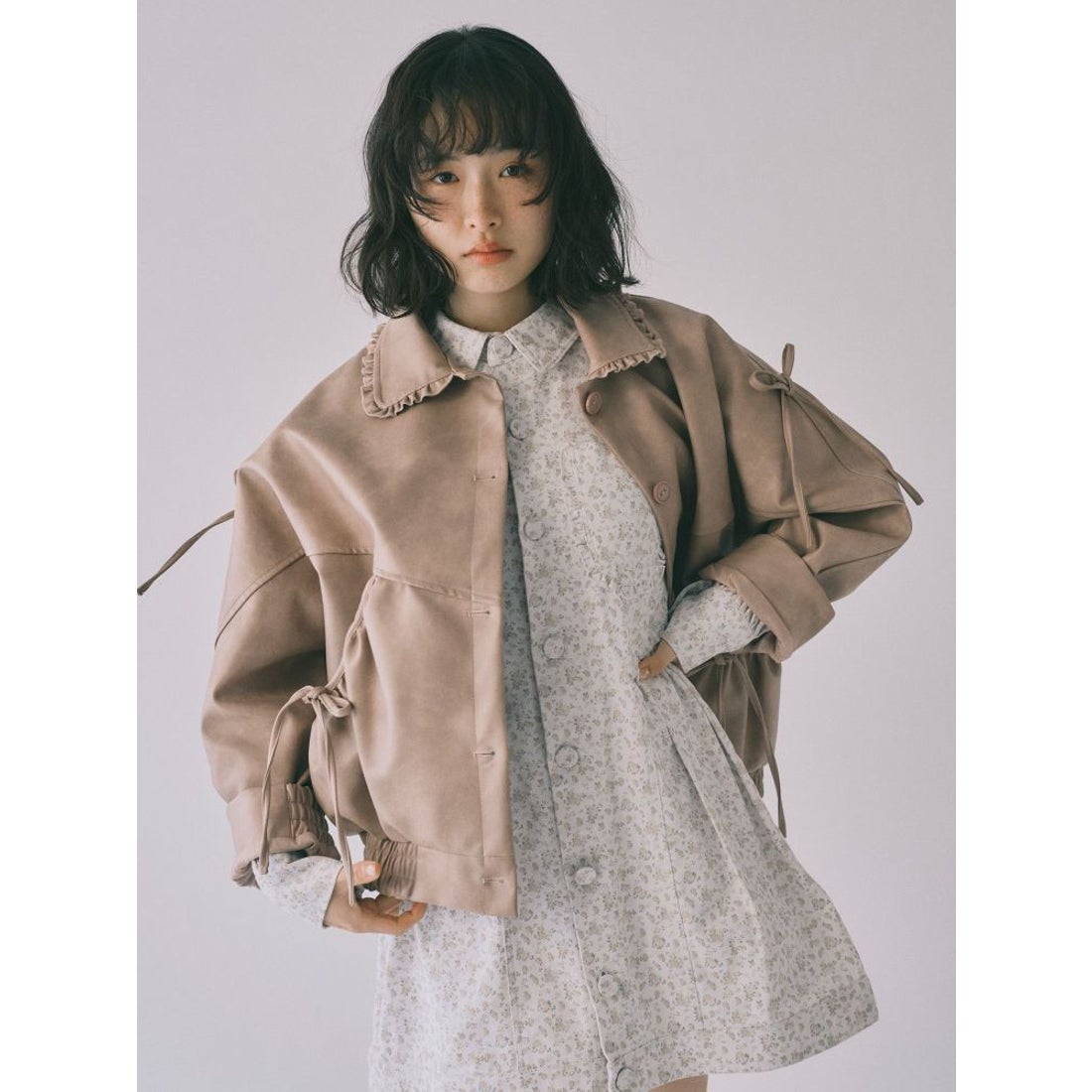 メリージェニー merry jenny ギャザーリボンジャケット （ピンク