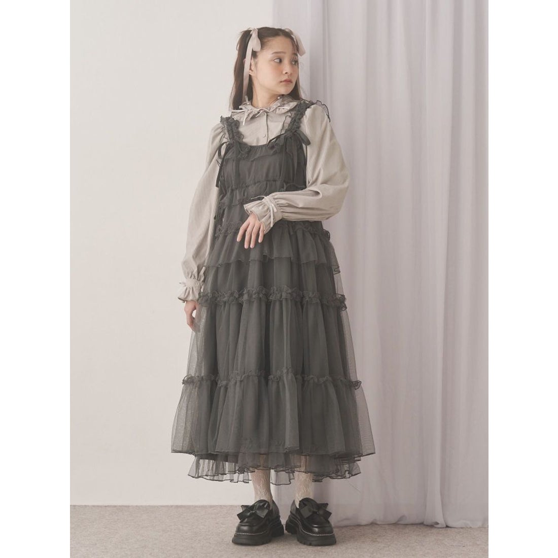 メリージェニー merry jenny チュールドロストロングワンピース