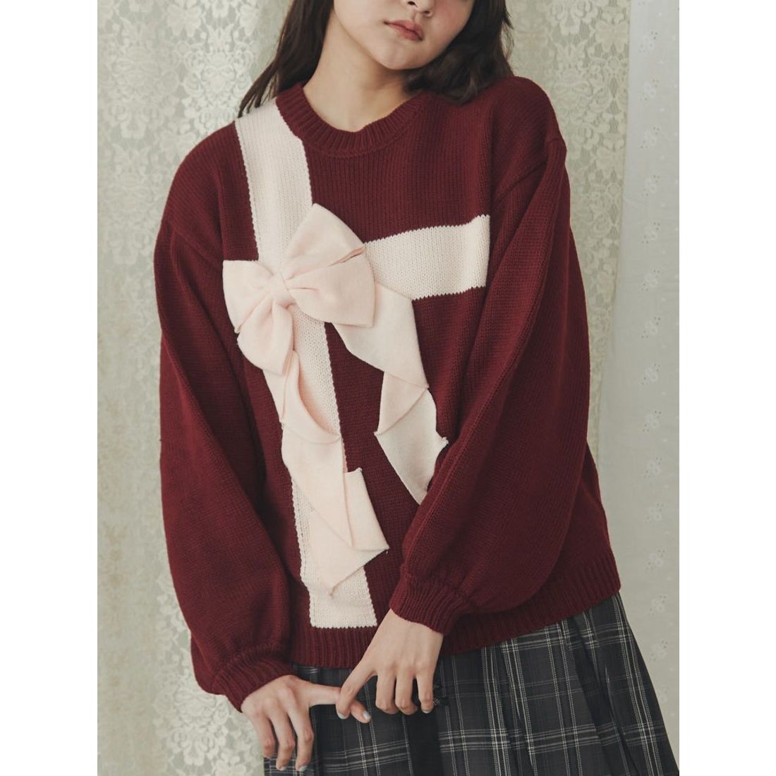 メリージェニー merry jenny プレゼントリボンニット （アイボリー