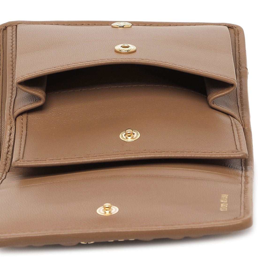 ミュウミュウ Miu Miu 二つ折り財布 マテラッセ ブラウン ゴールド