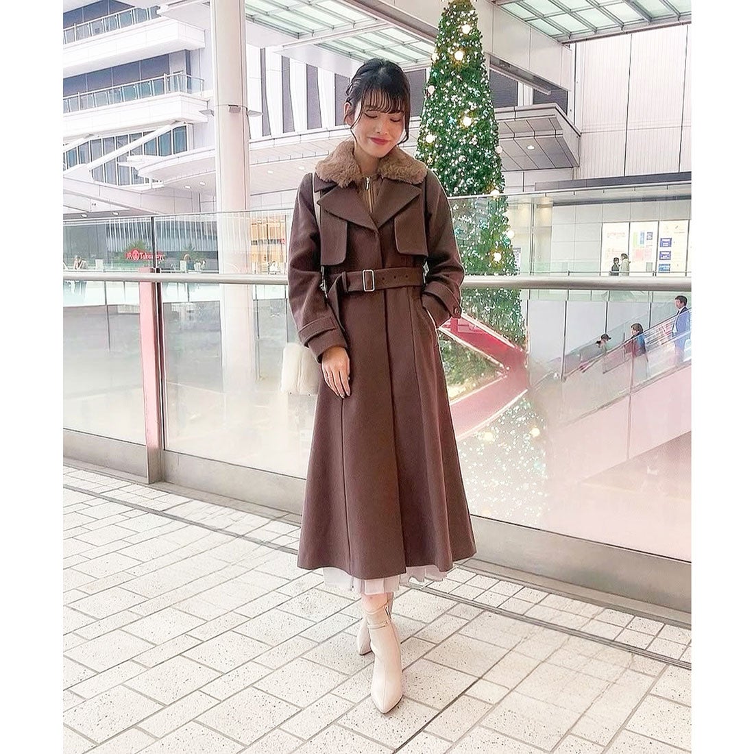 ノエラ NOELA ファー付マルチロングコート （チャ） -ファッション通販