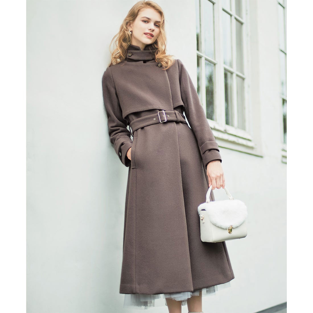 ノエラ NOELA 【追加生産】2WAYカラーウールトレンチコート （チャ