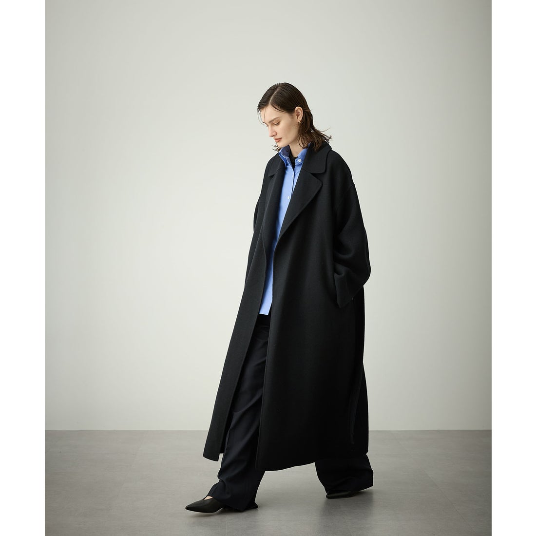 ノーク N.O.R.C ウールメルトンロングリバーコート （ブラック