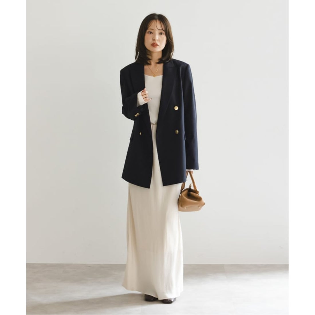 ノーブル NOBLE エステルツイルピークドラペルジャケット （ベージュ