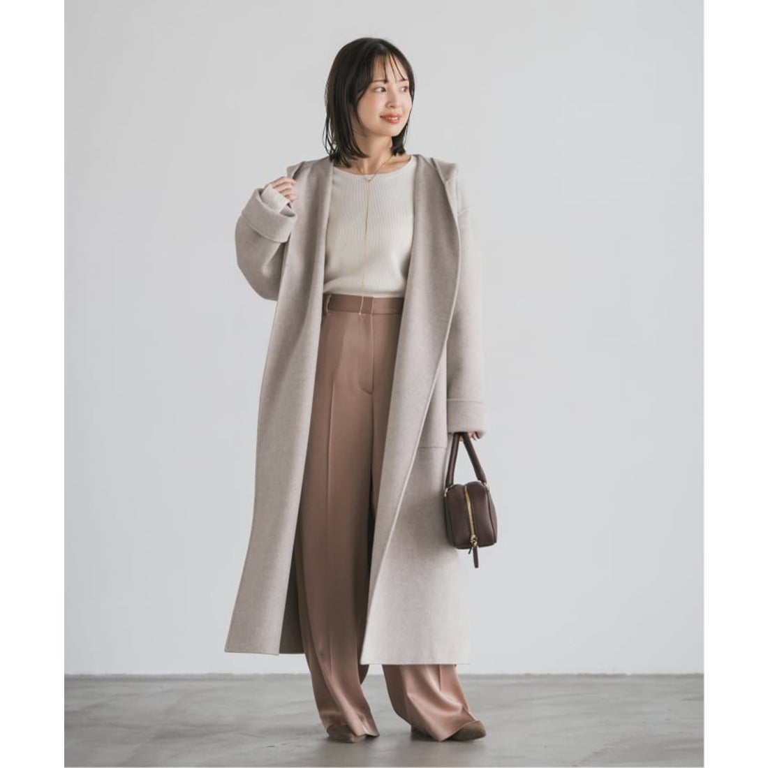 ノーブル NOBLE Super160sリバーフーディーコート （ベージュ