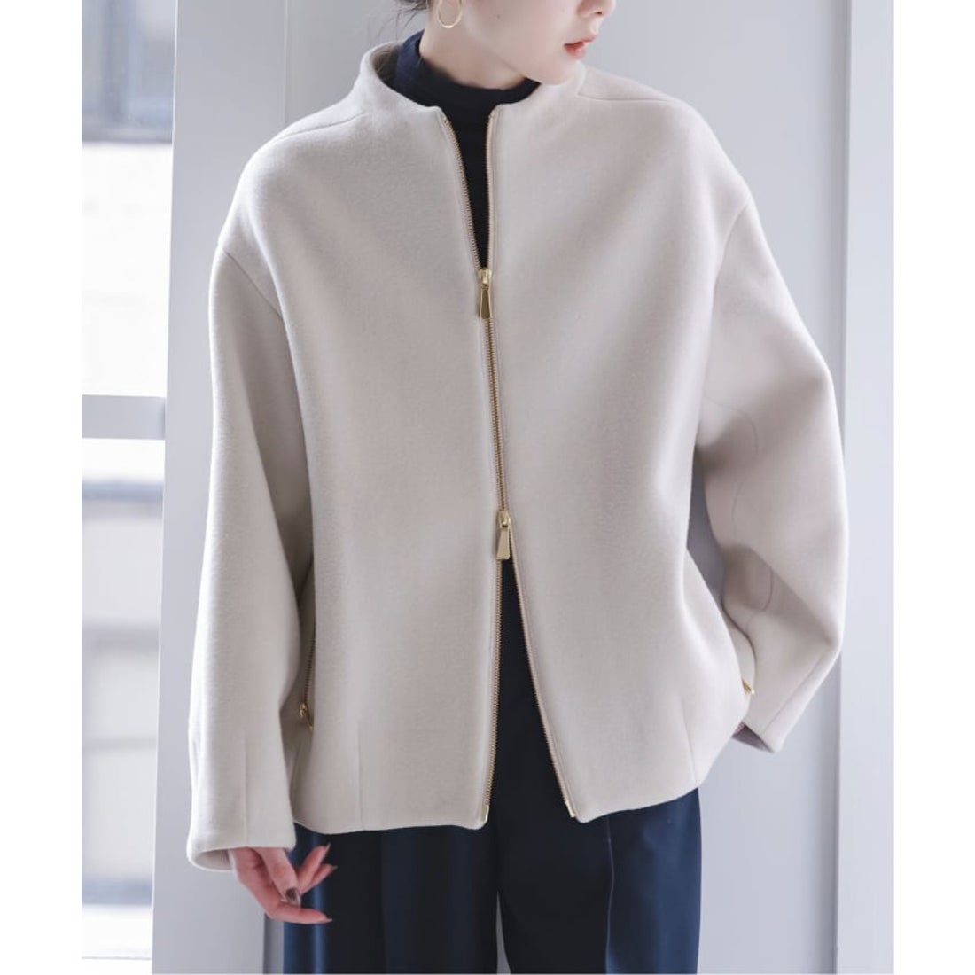 ノーブル NOBLE MTRレイズドネックジップコート （グレー