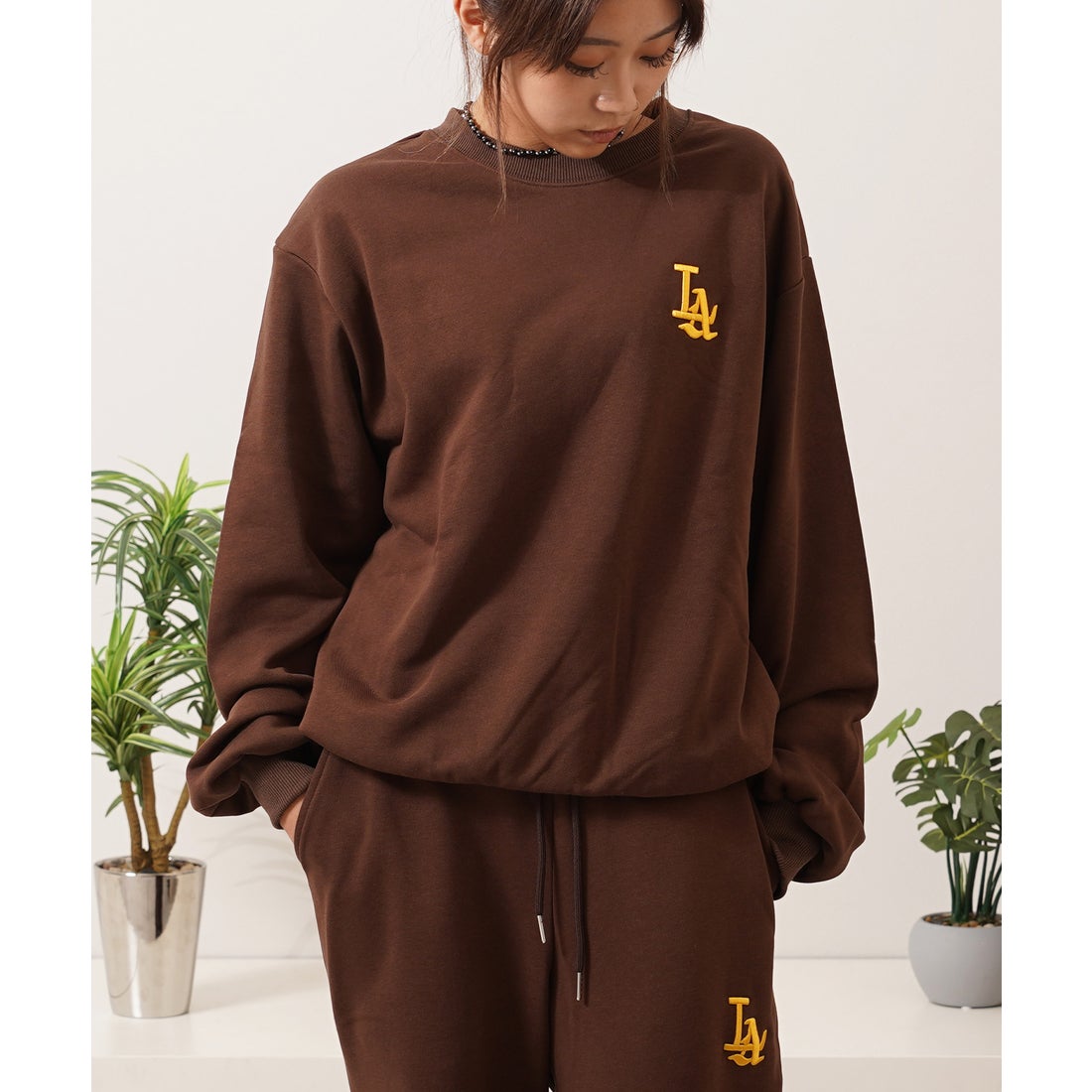 ワンフォークロージング 1111clothing LA ロゴ刺繍 ルーズ スウェット