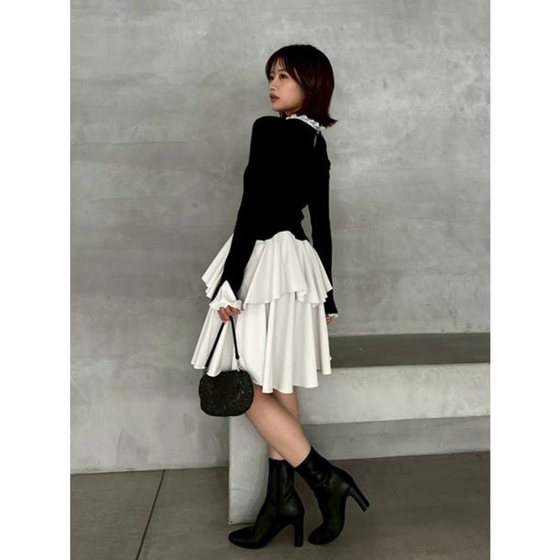 スナイデル SNIDEL Sustainableドッキングミニニットワンピース （BLK