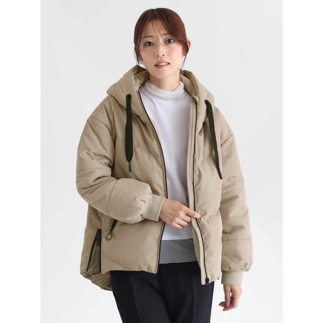 クローブ CLOVE フードミドルダウンブルゾン （サンドベージュ
