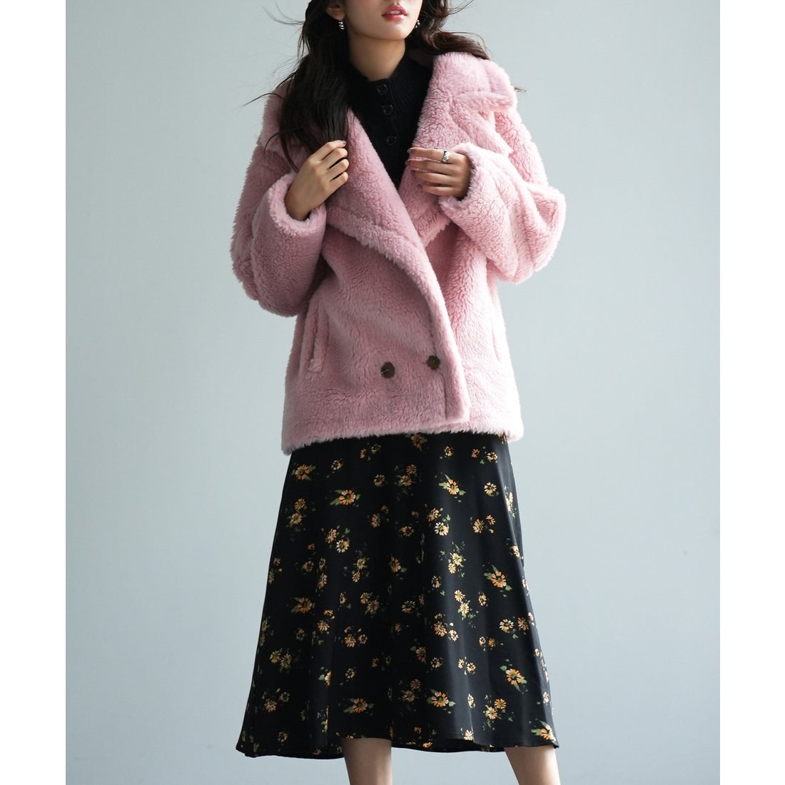 セゾンドパピヨン SAISON DE PAPILLON ボアコート （ピンク