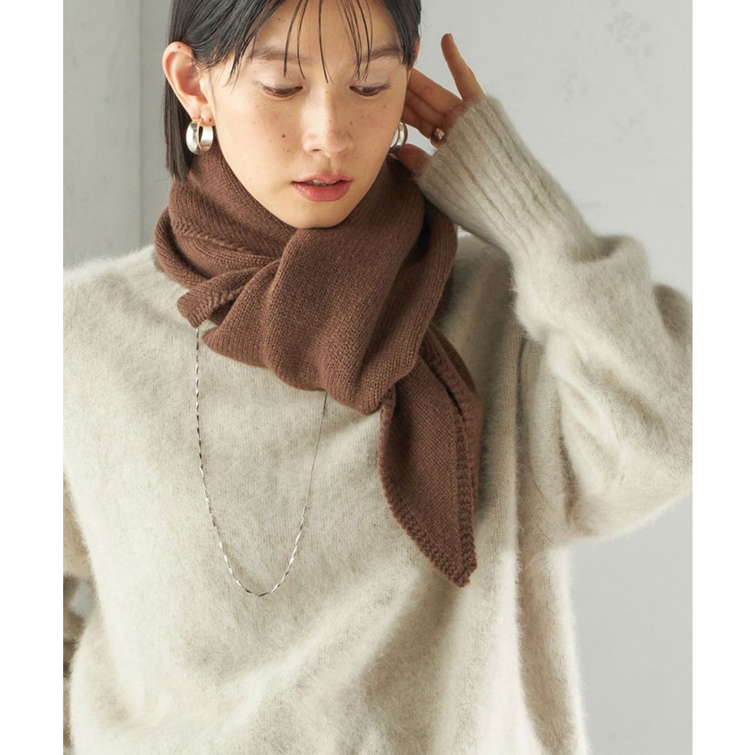 シップス SHIPS マルチウェイ 三角 ストール （ブラウン