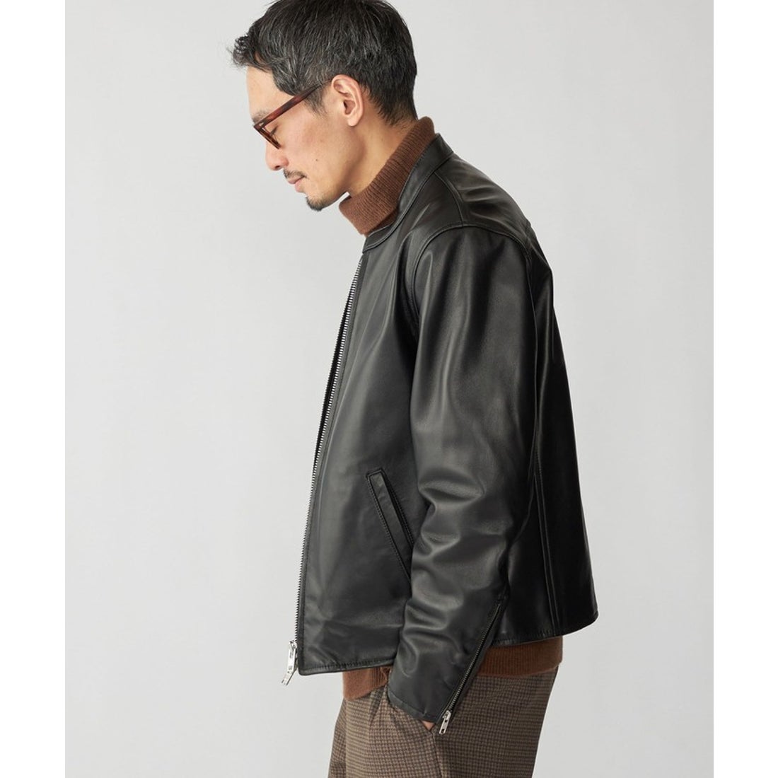 シップス SHIPS SHIPS: ラムレザー シングル ライダース ジャケット