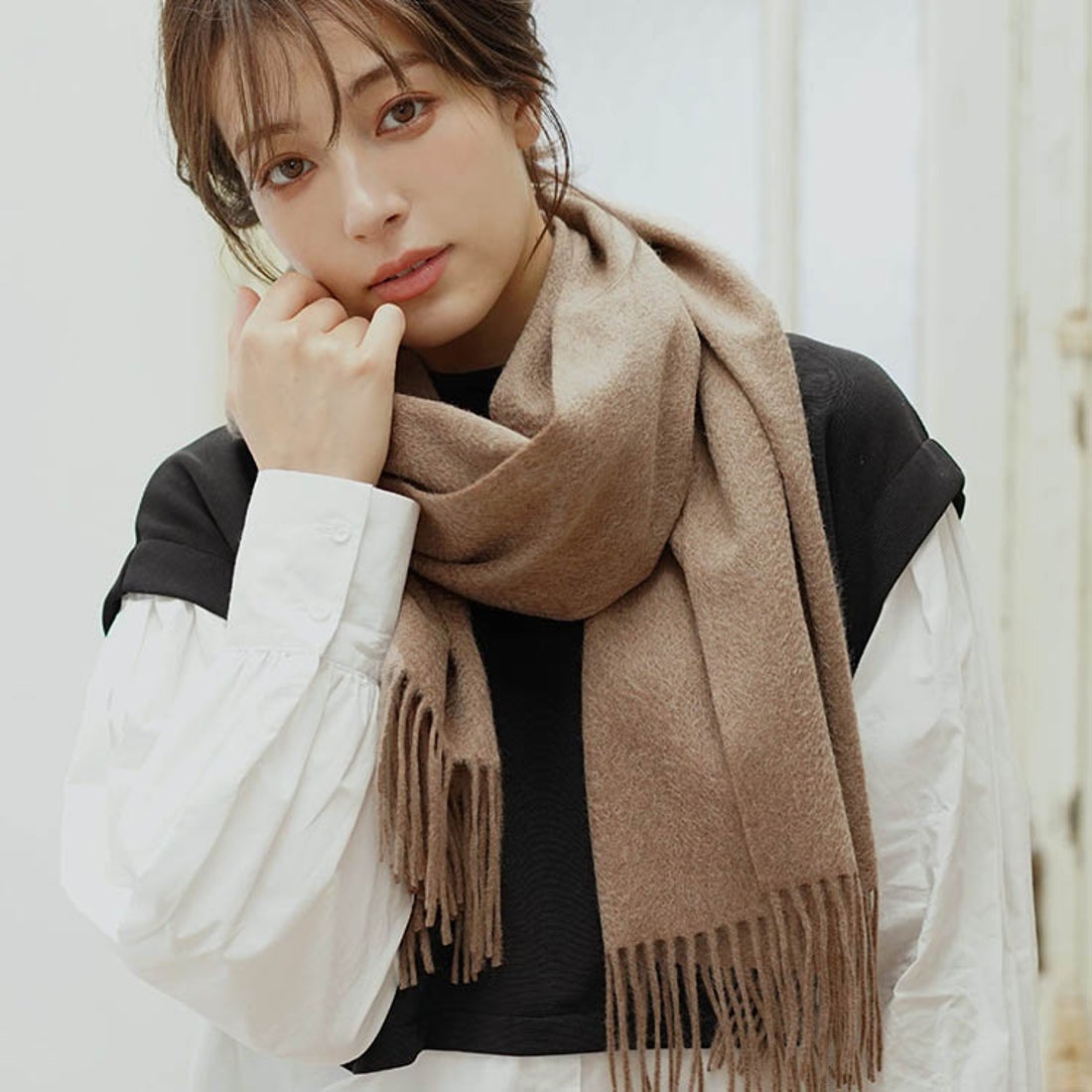Filomo]極やわカシミヤ100％マフラーストール （モカ） -靴