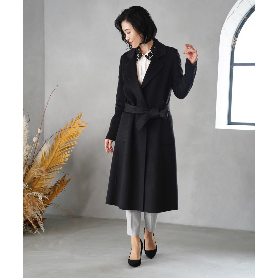 サンキョウショウカイ 三京商会 カシミヤ ガウン ロング コート 着丈