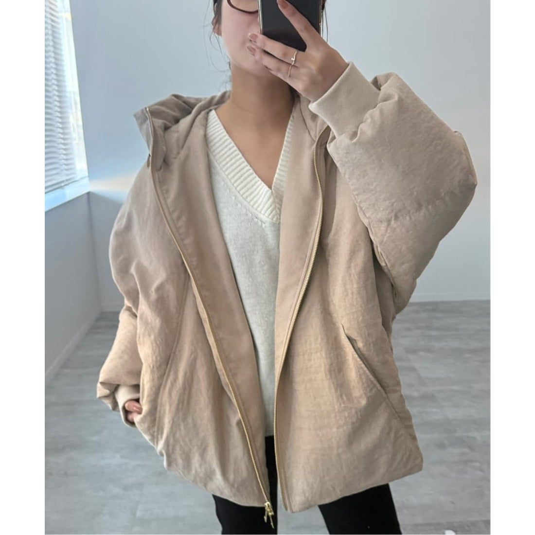 スローブ イエナ SLOBE IENA 中綿ボリュームフードブルゾン （ベージュ