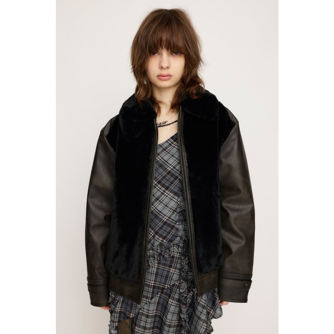 SLY FAUX FUR DOCKING G-1 ジャケット BLK -ファッション通販 FASHION