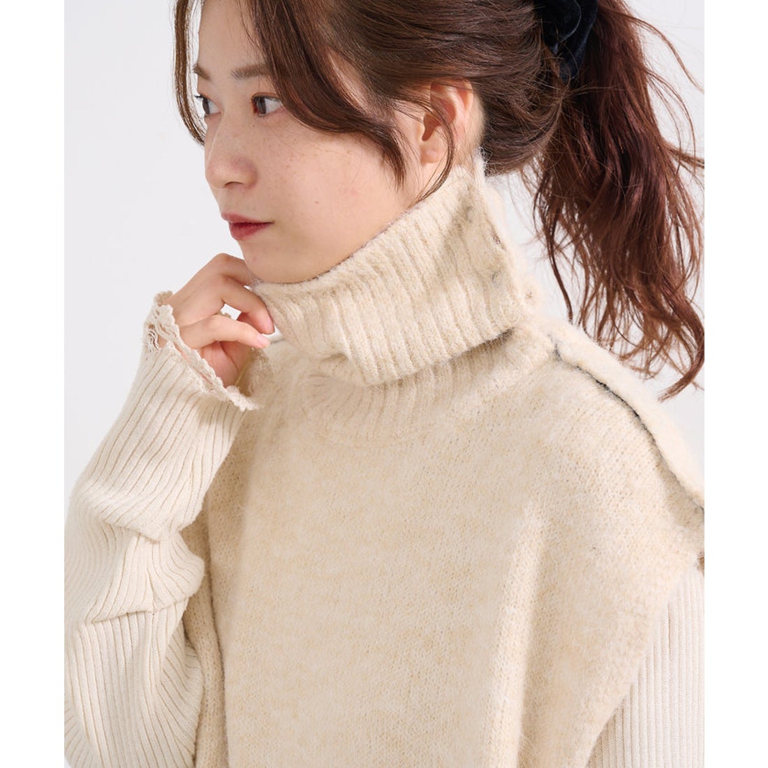 パル PAL 【Kastane】アシメハイネックニットベスト （ivory