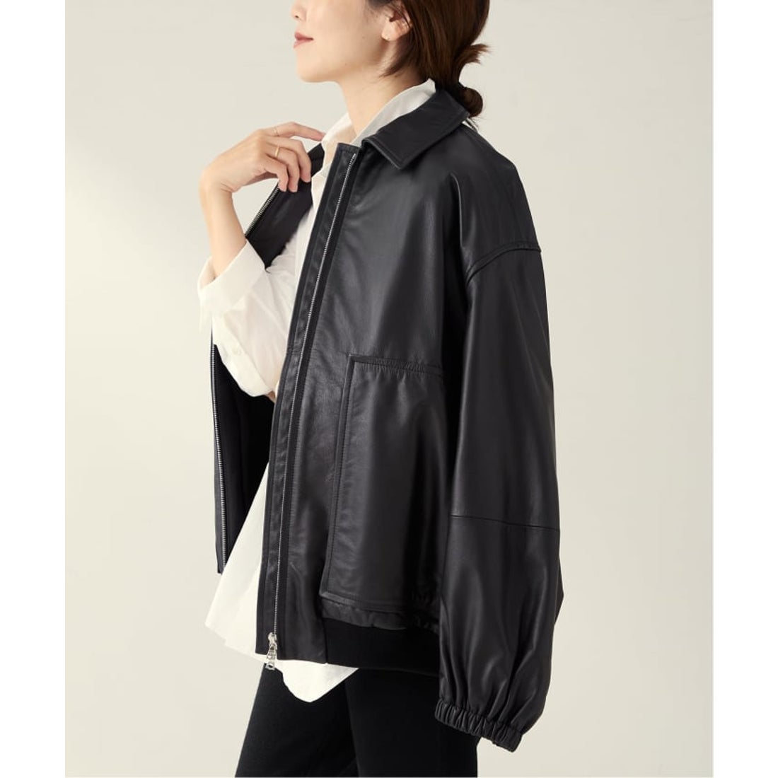 プラージュ Plage R'IAM レザーブルゾン （ブラック） -ファッション