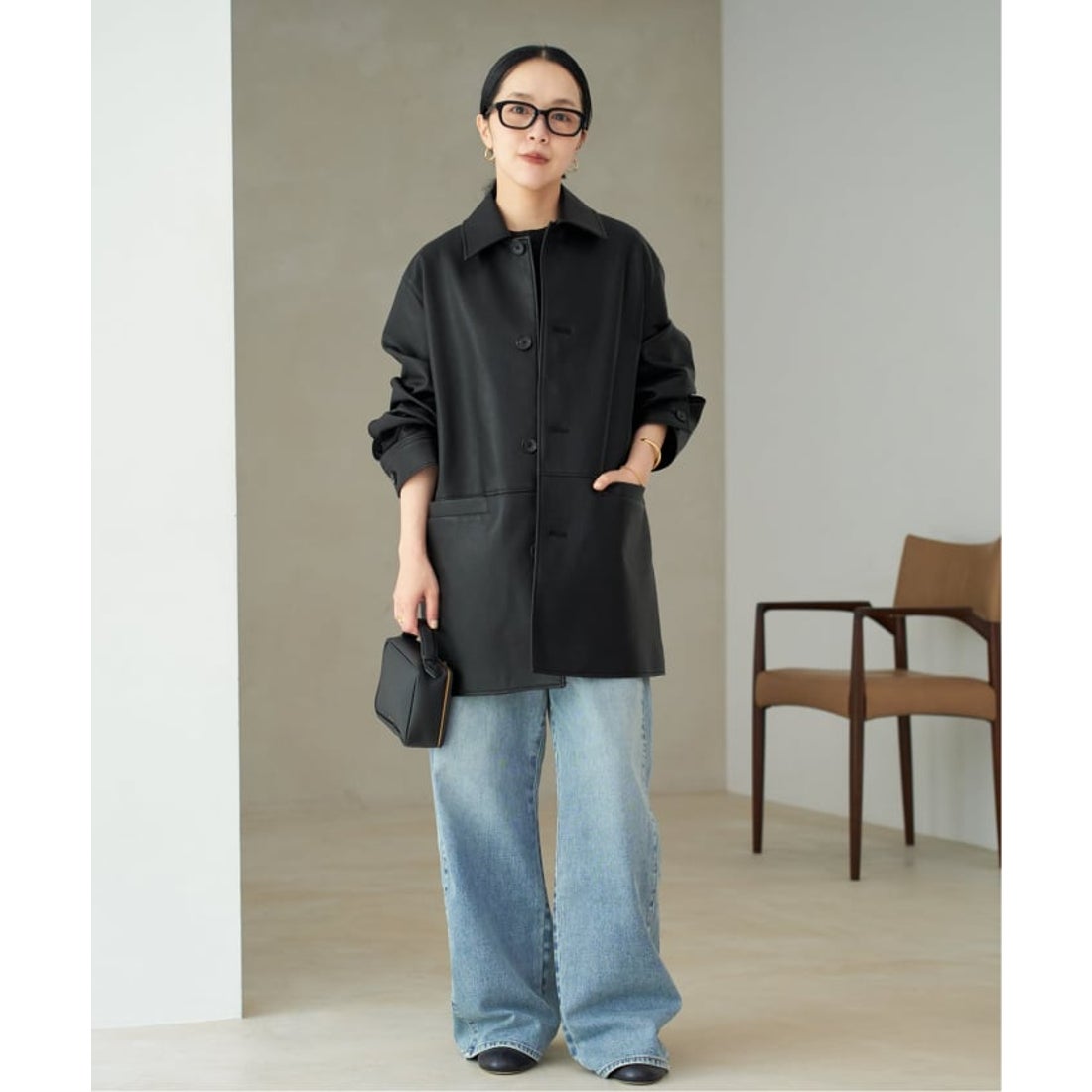 プラージュ Plage Leather Like Car コート （ブラウン