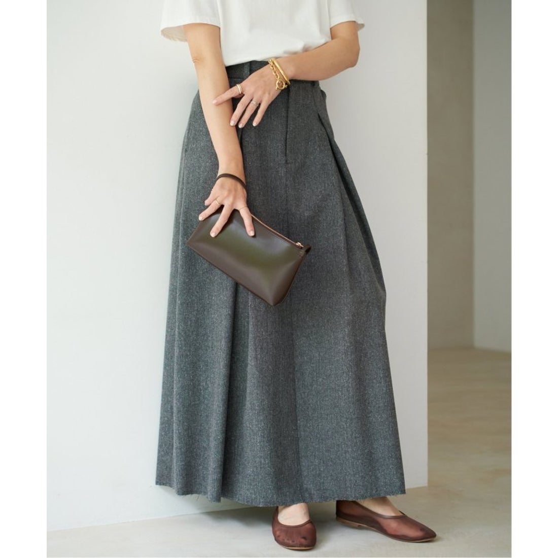 プラージュ Plage 《追加》R'IAM TWEEDボンディング スカート （グレー