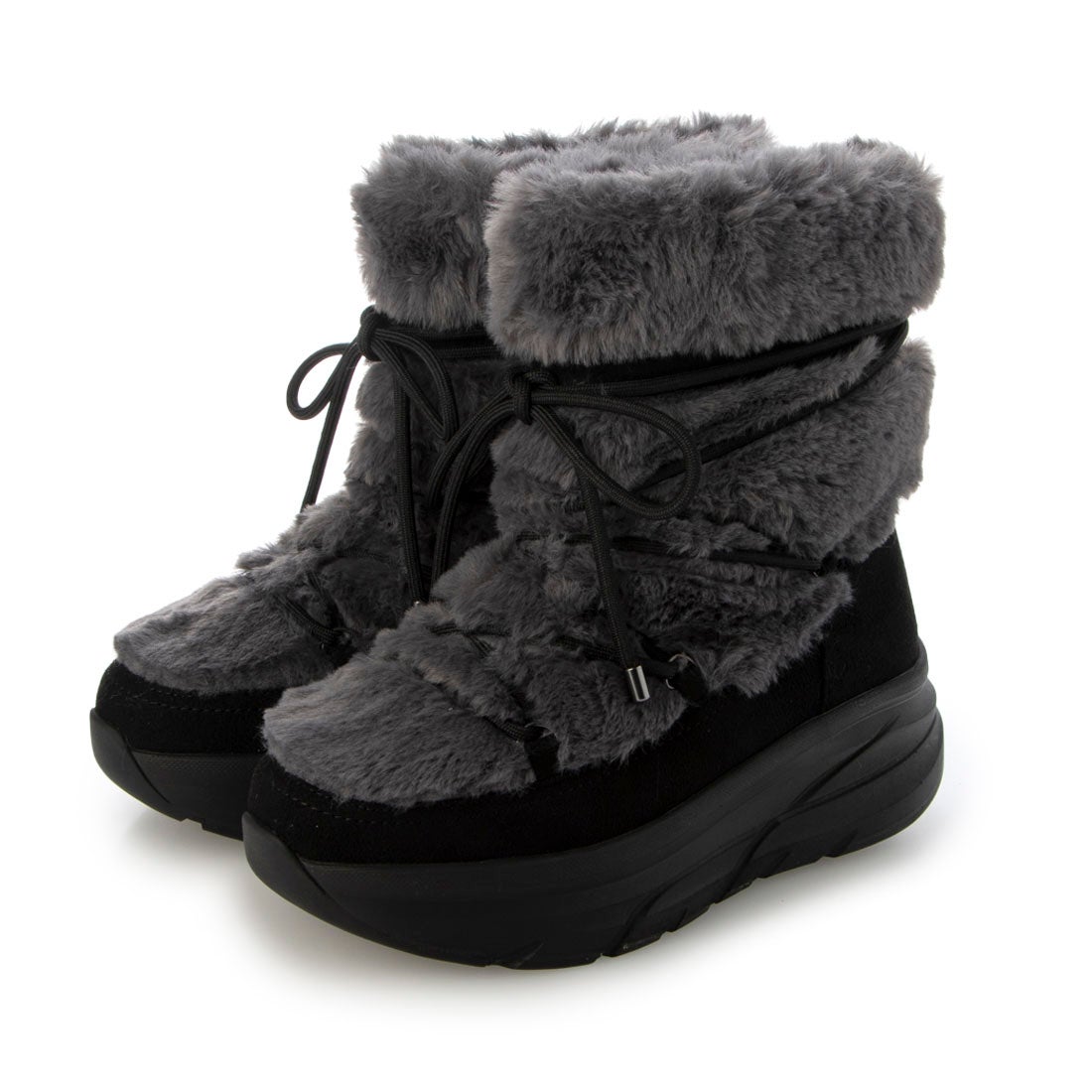 プラスダイアナ ＋diana 【軽量】エコファーショートブーツ （グレー