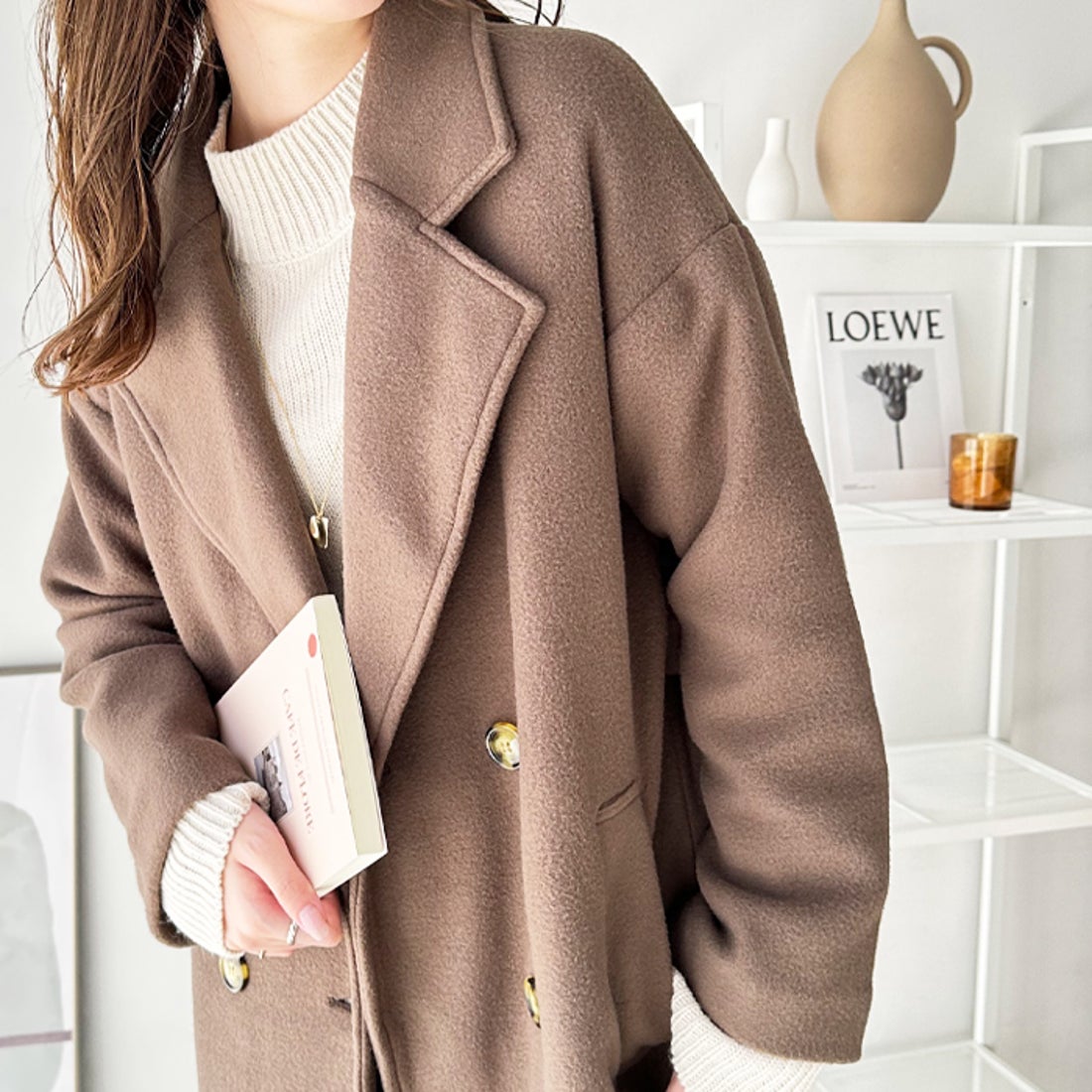 ジーラ GeeRA ダブルロングチェスターコート （ブラウン