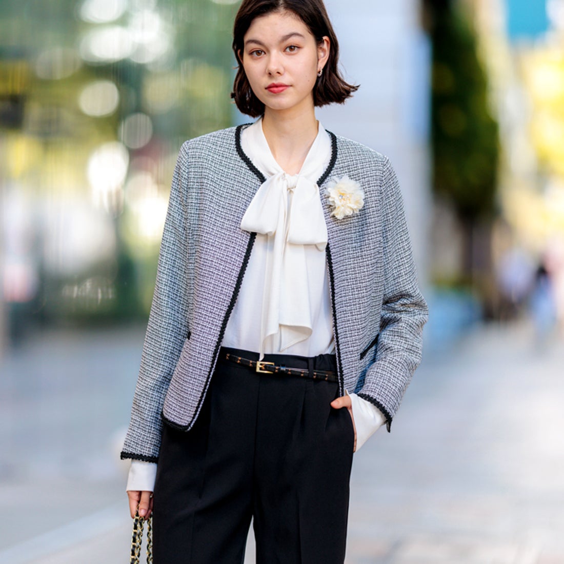 ジーラ GeeRA 【4点セット】〈ワイドパンツ〉ツイードジャケットパンツ