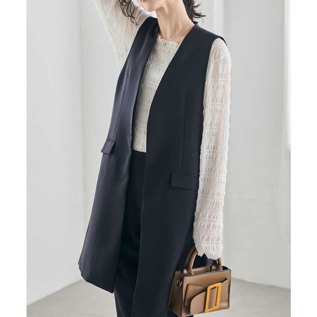 ラナン RANAN ＜2点セット＞ロングジレセットアップ （ブラック） -靴