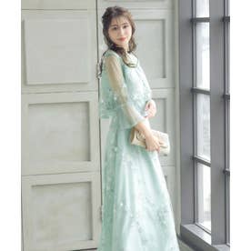 レティカ Retica パーティードレス シースルー 七分袖 花柄 刺繍