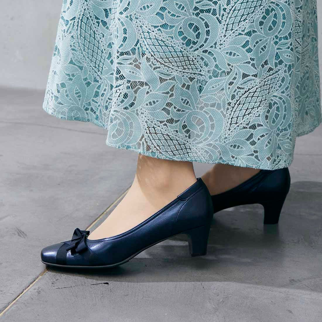 リズ ラフィーネ Riz raffinee 【3E】グログランリボンパンプス